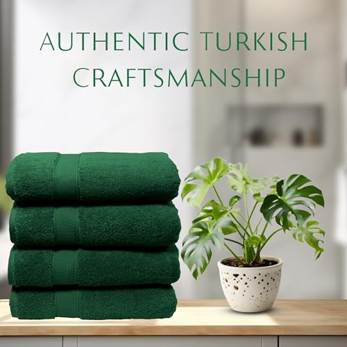 MAURA Hunter Green Extra Large Turkish Cotton Luxury Bath Towels Set of 4. Ultra-Soft, Thick & Plush Towels for Bathroom - Dark Green - color: Midnight Green, size: Bath Towel (4-Pack)