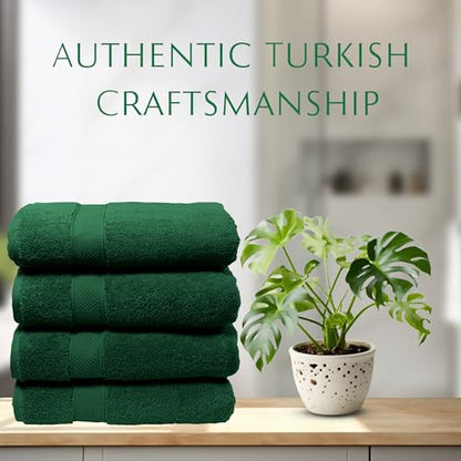 MAURA Hunter Green Extra Large Turkish Cotton Luxury Bath Towels Set of 4. Ultra-Soft, Thick & Plush Towels for Bathroom - Dark Green - color: Midnight Green, size: Bath Towel (4-Pack)