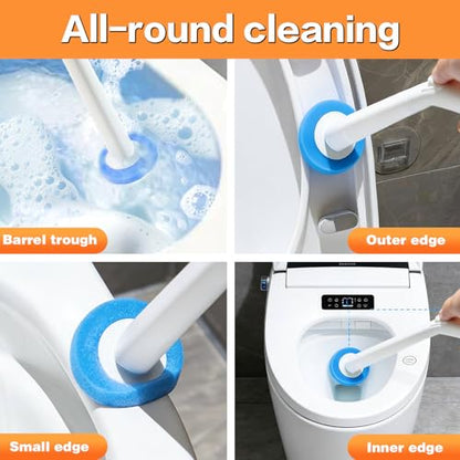 SOPAMI 32pcs Disposable Toilet Brush Refills,3-Layer Pre-Loaded Rich Foam | Toilet Bowl Wand Refills Pre-Loaded with Cleaner Toilet and Bathroom Cleaning Supplies Sponge Replacement (Blue) - color: Blue