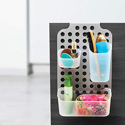 madesmart Adjustable Hanging Storage, Over-Door Organizer with 3 Adjustable Bins for Garbage Bags, Dish Soap, Sponges & Cleaning Supplies, Space-Saving Design, Grey - style: Hang-It Organizer