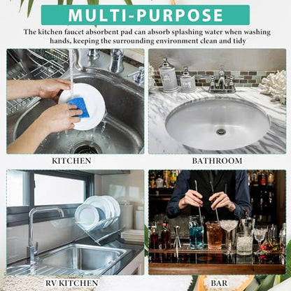 Tioncy 2 Pcs Faucet Mat Sink Splash Guard Oval-hole Oval Splash Pad for Kitchen Sink Oval Base Diatomite Faucet Mat for Bathroom Absorbent Mat Splatter Screens (White) - color: White