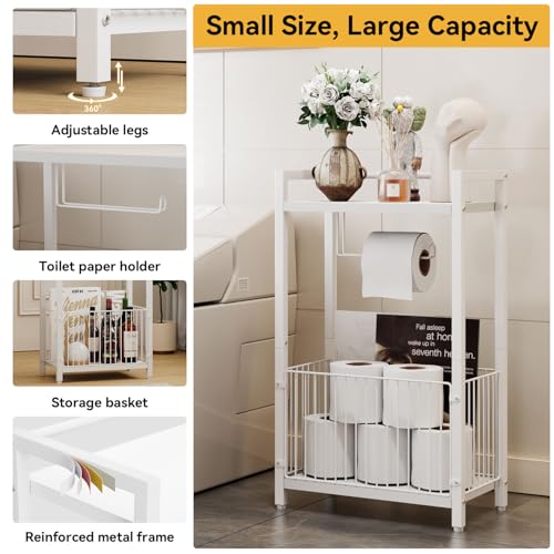 IBUYKE Toilet Paper Holder Stand Bathroom Tissue Roll Dispenser TLJ020W | Freestanding,with Extra Space for Rolls Magazines Wet Wipes, for 7–9 rolls of standard toilet paper,White - color: White