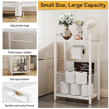 IBUYKE Toilet Paper Holder Stand Bathroom Tissue Roll Dispenser TLJ020W | Freestanding,with Extra Space for Rolls Magazines Wet Wipes, for 7–9 rolls of standard toilet paper,White - color: White