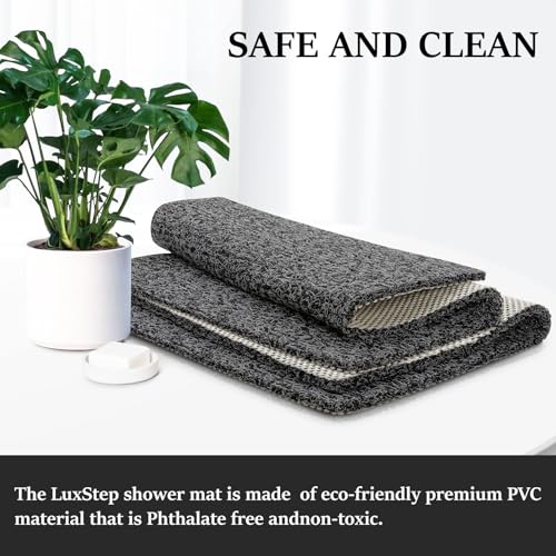 LuxStep Shower Mat Bathtub Mat Non-Slip Bath Mat with Drain, Quick Drying | 24x32 inch PVC Loofah Bathmat for Tub,Shower,Bathroom，Black - color: Black, size: 32" x 24"