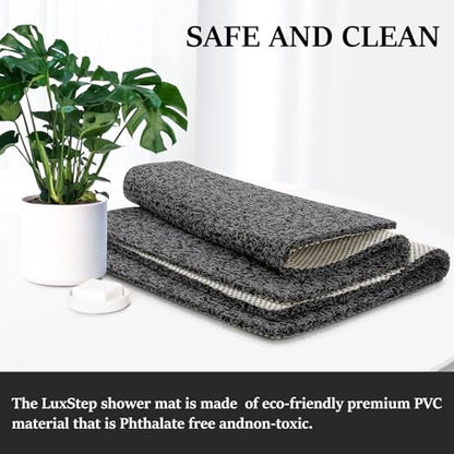 LuxStep Shower Mat Bathtub Mat Non-Slip Bath Mat with Drain, Quick Drying | 24x32 inch PVC Loofah Bathmat for Tub,Shower,Bathroom，Black - color: Black, size: 32" x 24"