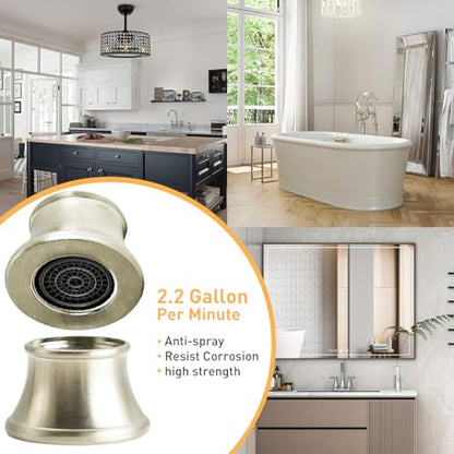 Faucet Aerator Compatible with Moen 116618BN, Faucet Parts High Flow Sink Aerator Replacement for Shower Bathroom Kitchen 2.2 Gallon Per Minute,Brushed Nickel Finish - color: Brushed Nickel