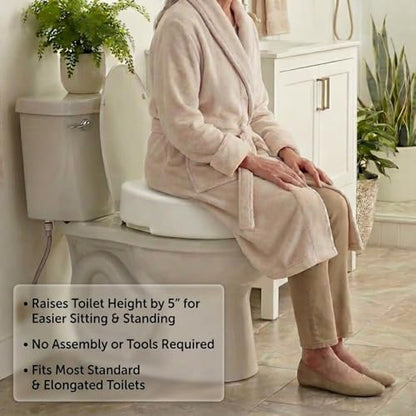 NOVA Toilet Seat Riser – Adds 5” Height, Raised Toilet Seat with ON/Off Front Lock, 300 lb Capacity, Fits Standard & Elongated Toilets, Slip-Resistant Bathroom Safety Aid for Seniors - style: WithoutArms