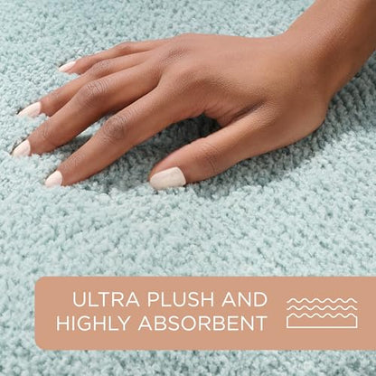 TOWN & COUNTRY EVERYDAY Ultra Plush Solid Tufted Toilet Lid Cover, Soft and Absorbent, Non-Slip Cover, Machine Washable, Aqua Blue, 18"x19" - color: Aqua Blue