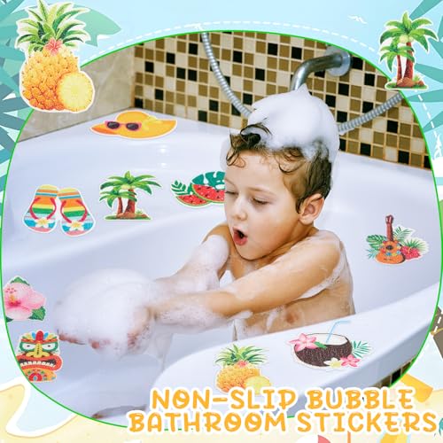 Fullhawl 30 Pcs Tropical Non Slip Shower Stickers, Bathtub Safety | 30 Pack Tropical Style, Vibrant Decorative Pattern, Slip Resistant Surface, Adds Safety to Shower and Bathtub Floors - style: Hawaii