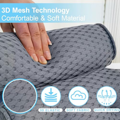 AEROiVi Luxury Bath Pillows for Tub Soft Mesh Strong 6 Suction Cups Gray | Bath Pillow with laundry bag head and neck support Relaxing Bath Washable Quick-Dry Bath Accessories Spa Gifts - color: Gray