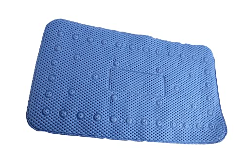 Bathtub and Shower Soft Waffle Cushioned Texture Spa Bathroom Shower and Bath Mat Non Slip 27.5" x 16" with Suction Cups and Drain Holes (Blue) - color: Blue