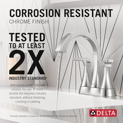 Delta Lineax Centerset Chrome Bathroom Faucet, 4 Inch 3 Hole Bathroom Sink Faucet for Vanity, Metal Push-Pop Drain Assembly, Chrome 2562LF-MPU - color: Chrome