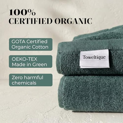 12 Pack Organic Cotton Washcloths, 700 GSM, 13x13in – Slate Gray | Plush face towels set, soft, absorbent, quick-drying wash cloths for showering, GOTS & Oeko-TEX, baby face cloths, 13x13 in - color: Slate Gray