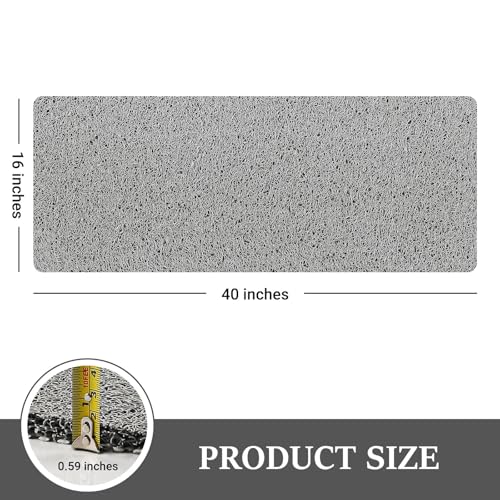 LuxStep Shower Mat Bathtub Mat,Non-Slip Bath Mat with Drain, Quick Drying | 40x16 inch, PVC Loofah Bathmat for Tub,Shower,Bathroom, Grey - color: Stylish Grey, size: 40" x 16"
