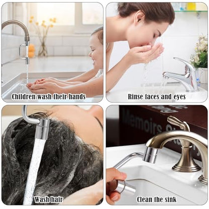 Rotatable Faucet Extender, Universal Swivel U-Shaped Rotatable Faucet Aerator Extender with 2 Flow Modes Suitable for Kitchen Bathroom Sink