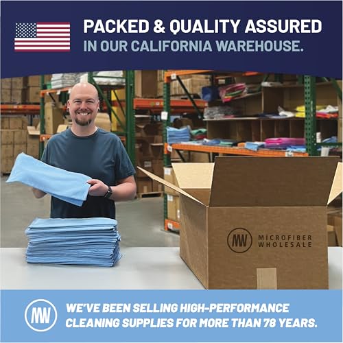 MW Pro Microfiber Cleaning Cloth | Blue | 12 Pack | 16” x 16” | All Purpose Microfiber Towels - Clean, Dust, Polish, Scrub, Absorbent - color: Blue