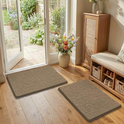 Bcoimo Bath Rugs Mat Set,2 Piece Non Slip Chenille Latte Bathroom Mat Sets | Extra Soft Bathroom Rug set;Non Slip with Rubber Backing Microfiber Mat;High Absorbent And Quick Drying mats;Machine Washable - color: Latte, size: 30×20 Plus 30×20