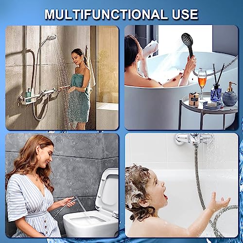 Metal Shower Hose - Extra Long Replacement, Stainless Steel, Universal 1/2" NPT Connection, Silver, 7 Feet, Kit of 1