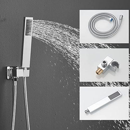 Shower System Polished Chrome Bathroom Rainfall Shower Faucet Set Complete Wall Mounted 8 Inch Shower Head and Handle Set with Rough-in Valve Body and Trim Kit - color: Polished Chrome, size: 8 Inch