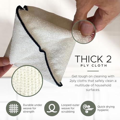 Dishcloths Kitchen Dishrag Cleaning Scrub Reusable 6pk 6x7in | Bamboo-Rayon, Absorbent, Scrub-Non-Scratch, Washable, Durable, Fast-Drying, Multi-Surface, Hand-Sized, Household Cleaning - color: Natural Solids, size: 6" x 7" -6 Pack
