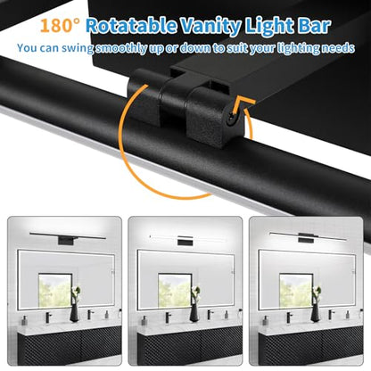 LED Bathroom Vanity Light, Modern Bathroom Light Fixture Over Mirror (Cool White 6000K), Vanity Light Bar with Angle Adjustable, 40 Inch, Black - color: Black-Cool White, size: 40 inch