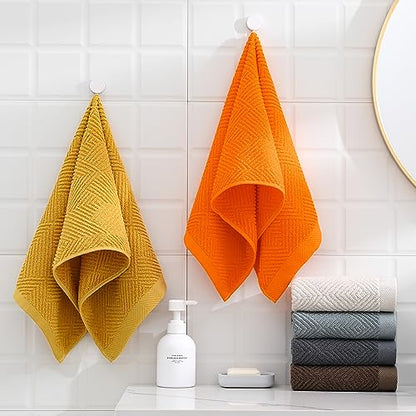 sense gnosis Chocolate Hand Towel Set of 2 Premium 100% Cotton Herringbone Striped Weave Ultra Soft Highly Absorbent Hand Towel for Bathroom 13 X 29 Inch - color: Chocolate