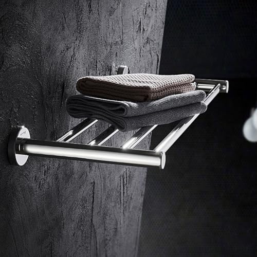 Bathroom Towel Rack, Hotel Style Towel Racks for Bathroom Wall Mounted, Modern Towel Bar Rack 23.6 Inch, 2-Tier Towel Shelves, Chrome - color: Polished Chrome, size: 24 Inches