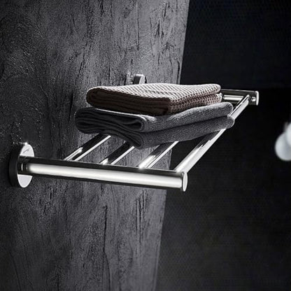 Bathroom Towel Rack, Hotel Style Towel Racks for Bathroom Wall Mounted, Modern Towel Bar Rack 23.6 Inch, 2-Tier Towel Shelves, Chrome - color: Polished Chrome, size: 24 Inches