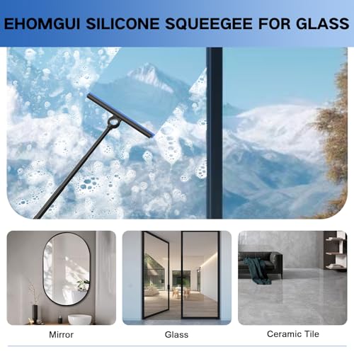 Shower Squeegee for Glass Doors, Squeegee with Long Handle, Telescoping Squeegee for Shower, Extendable Window Cleaner Tool for Car Windows, Tile Walls, Sliding Door, Shower Glass Door