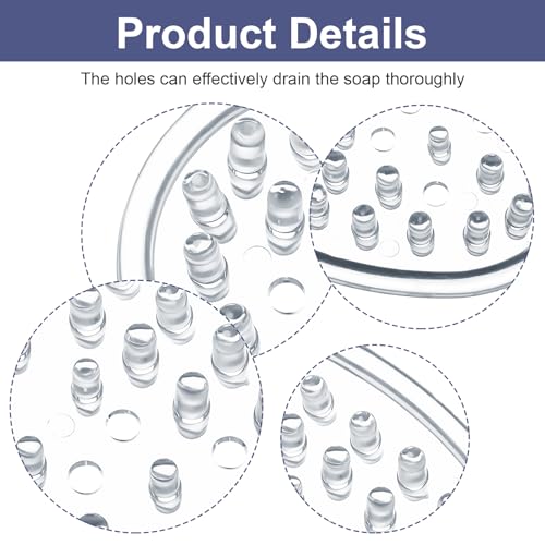 2 Pcs Plastic Soap Holder, Soap Dish Bar Saver Tray with Holes | Self-Draining, Soaps Dish Sponge Tray, for Kitchen Bathroom Shower Counter, Clear