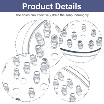 2 Pcs Plastic Soap Holder, Soap Dish Bar Saver Tray with Holes | Self-Draining, Soaps Dish Sponge Tray, for Kitchen Bathroom Shower Counter, Clear