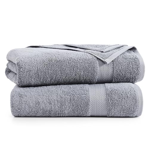 LANE LINEN Bath Sheets 100% Cotton 2 Pack Oversized Soft - Grey | Oversized Shower Sheets - Generously Sized, Oversized & Roomy, Lightweight & Breathable, Fade-Resistant Color - color: 04: Space Grey, size: 2 Piece Bath Sheets