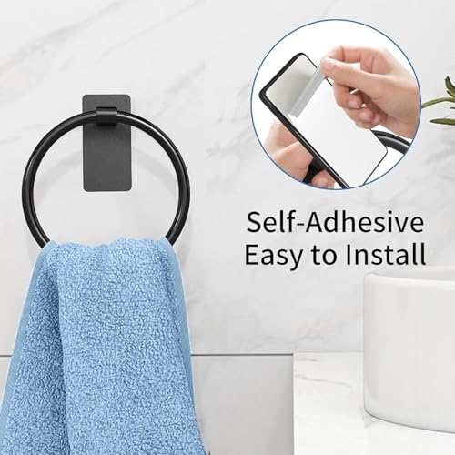 Strong Adhesive Towel Rings for Bathroom Wall Mounting Hand Towel Holder with Large Base Strong Sticky Hook Stick on Hook - color: Silver