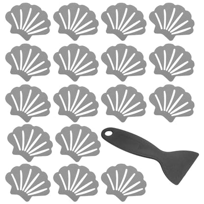 PATIKIL 30 Pcs Non Slip Bathtub Stickers, Anti Slip Shower Stickers with Scraper Bathroom Shower Floor Decals Sea Shell Shape Cute Treads Tubs, Gray - color: Gray