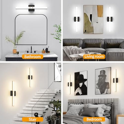 Modern Black and Brass Vanity Light Bar 24 Inch, 16W 5CCT Dimmable Bathroom Light Fixtures LED Wall Lighting Fixture - color: Black+Brass, size: 24 inch