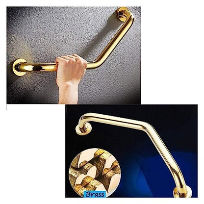 Grab Rails Bath Wall Attachment Handrails Rails Curved Brass Grab Bar,Wall Mounted Towel Rack,Bathtub Bathroom Shower Non-Slip Aids Safety Support Rail,Polished Finished
