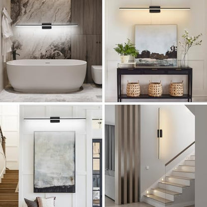 LED Bathroom Vanity Light, Modern Bathroom Light Fixture Over Mirror (3000K/4000K/6000K, Dimmable), Vanity Light Bar with Angle Adjustable, 48 Inch, Black - color: Black, size: 48 inch