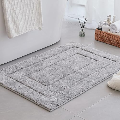 GRANNY SAYS Gray Bathroom Rugs, Bath Mats for Bathroom Non-Slip, Super Soft and Water Absorbent, Microfiber Bath Rugs, Machine Wash Dry, Large Bath Rugs for Bath Floor, Tub and Shower 36" x 24" - color: Grey, size: 2' x 3' (24" x 36")