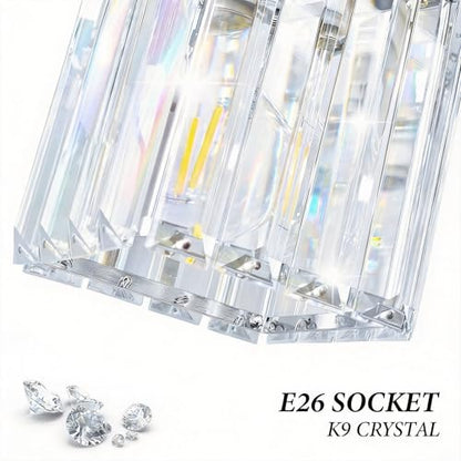 Brushed Chrome Crystal Bathroom Vanity Light, 5-Light Modern Bathroom Lighting Fixtures Over Mirror,Chrome Wall Sconce Light Fixtures with Square Shade - color: Chrome-Square Shade, size: 5-LIGHT