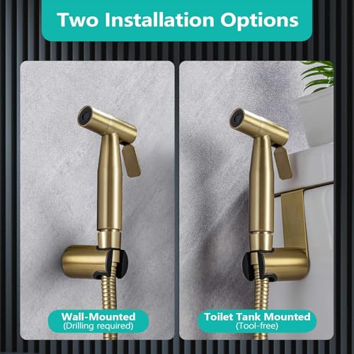 BARROCK Bidet Sprayer for Toilet, Handheld Jet Spray for Existing Toilets with Bidet Hose, Adjustable Water Pressure Muslim Shower, Stainless Steel Cloth Diaper/Feminine Wash Sprayer Brushed Gold - color: Brushed Gold