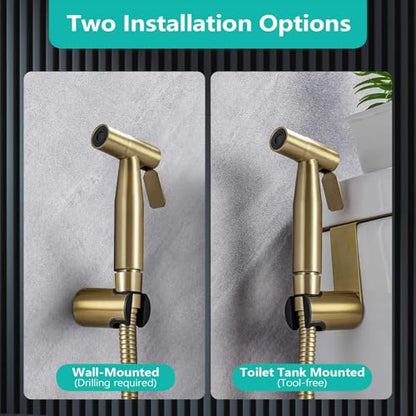 BARROCK Bidet Sprayer for Toilet, Handheld Jet Spray for Existing Toilets with Bidet Hose, Adjustable Water Pressure Muslim Shower, Stainless Steel Cloth Diaper/Feminine Wash Sprayer Brushed Gold - color: Brushed Gold