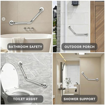 20 Inch Bathroom Grab Bar, Chrome Angled Grab Bar with Anti-Slip Knurled Grip, Stainless Steel Bath Balance Bar, 1.0" Tube Safety Hand Rail Support, Handicap Elderly Senior Assist Bath Handle - color: Polished Chrome