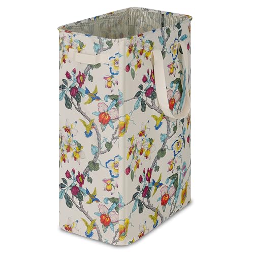 efluky Slim Laundry Basket, Narrow Laundry Hamper with Handles, Collapsible Dirty Clothes Hamper, Tall Laundry Bin for Laundry Room, Dorm and Bedroom, 19.8 Gallon (75L) Floral - color: Floral, size: 75L