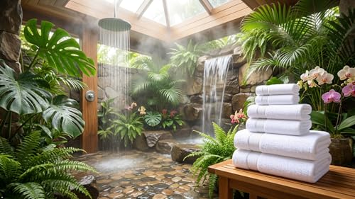 6 Piece 100% Cotton Bath Towel Set - 2 Bath - 2 Hand - 2 Face, White | 100% Cotton • Thick & Plush • Hotel Quality • Ultra Soft • Highly Absorbent • Quick Dry • Low Lint • Machine Washable - color: White