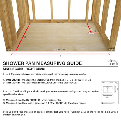 Redi Trench 36 In x 60 In Single Curb Tileable Shower Pan with Right Drain and Linear Brushed Nickel Grate - color: Right Drain, Single Curb, Brushed Nickel