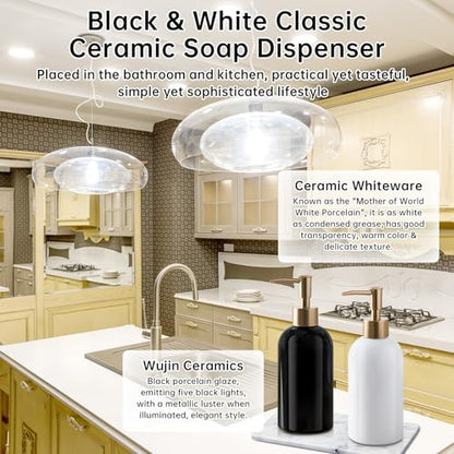 Gold Refillable Dish Soap Dispenser for Kitchen Sink,Hand Soap Dispenser Bottle for Bathroom Countertop Sink (white-2pcs) - color: White-2pcs