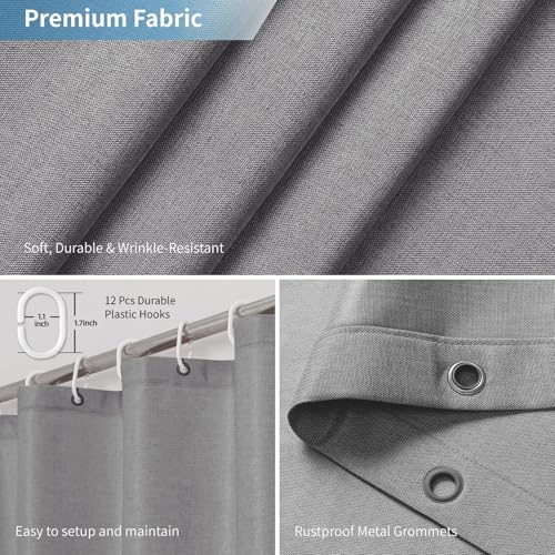 Waterproof Fabric Shower Curtain,No Liner Needed,72x72,Grey | 2-in-1 Design,Linen Textured,100% Waterproof TPU-Laminated Backing,Magnetic Weighted,Machine Washable,For Bathroom,Hotel - color: Grey, size: 72"W x 72"L (Pack of 1)