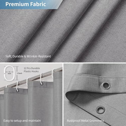 Waterproof Fabric Shower Curtain,No Liner Needed,72x72,Grey | 2-in-1 Design,Linen Textured,100% Waterproof TPU-Laminated Backing,Magnetic Weighted,Machine Washable,For Bathroom,Hotel - color: Grey, size: 72"W x 72"L (Pack of 1)