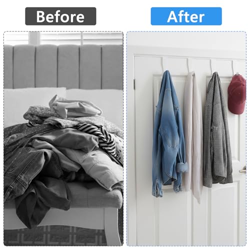 4 Pack Cabinet Hooks for Hanging, J-Shape Small Over The Door Hooks, Carbon Steel Single Cabinet Hanger Hook, No Drill, Easy to Install, Fit for 0.59-0.79 Inch Doors, White