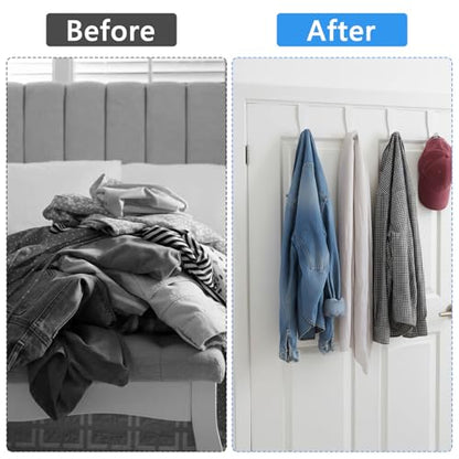 4 Pack Cabinet Hooks for Hanging, J-Shape Small Over The Door Hooks, Carbon Steel Single Cabinet Hanger Hook, No Drill, Easy to Install, Fit for 0.59-0.79 Inch Doors, White